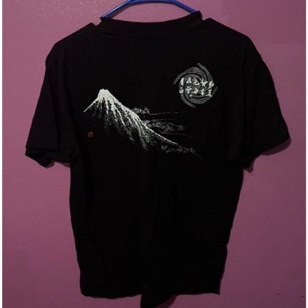 Mens Original WAJIN Japanese Art Black T Shirt MT. Fuji Size Large